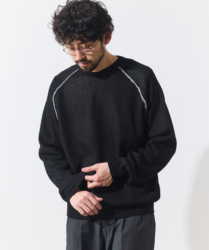 Cool Touch W Face Color Block Crew Neck Knit