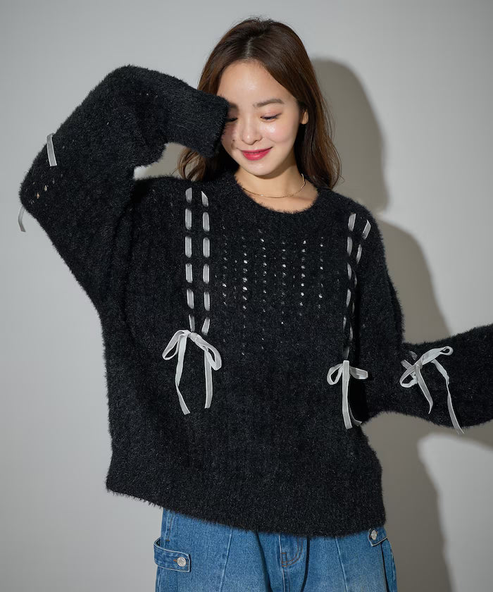 Velvet Ribbon Woven Feather Knit Limited Edition