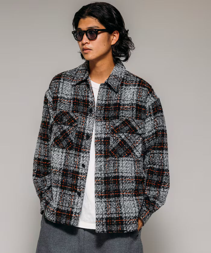 Poly Tweed CPO Check Shirt Jacket