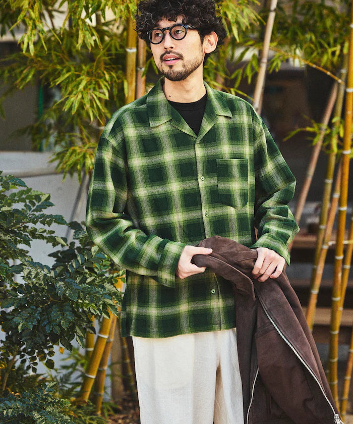 Pre-dyed ombre check sheer shirt relaxed fit