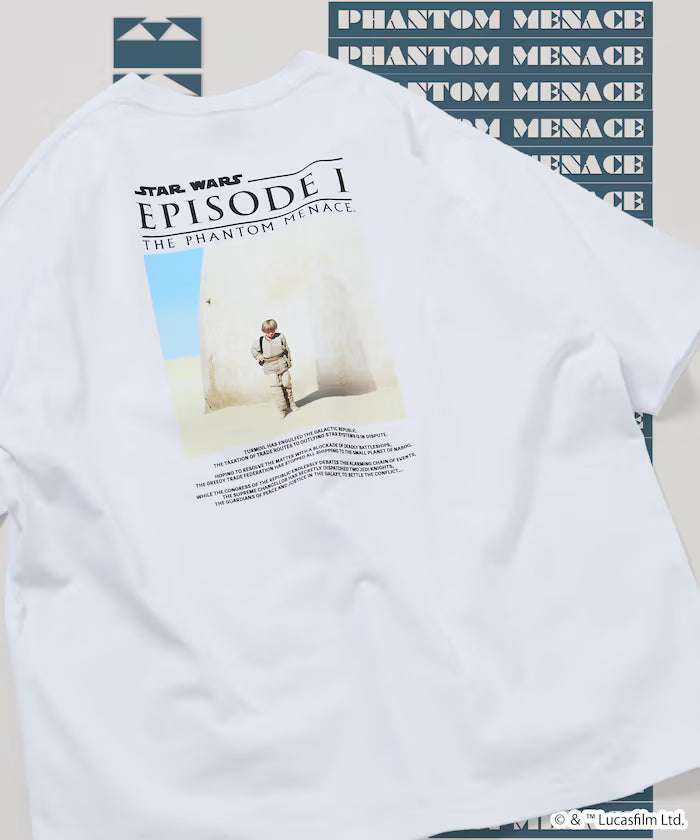 STAR WARS EPISODE 1/Star Wars Exclusive Big Silhouette Back Print Crew Neck T-shirt 【Limited Edition】 - White