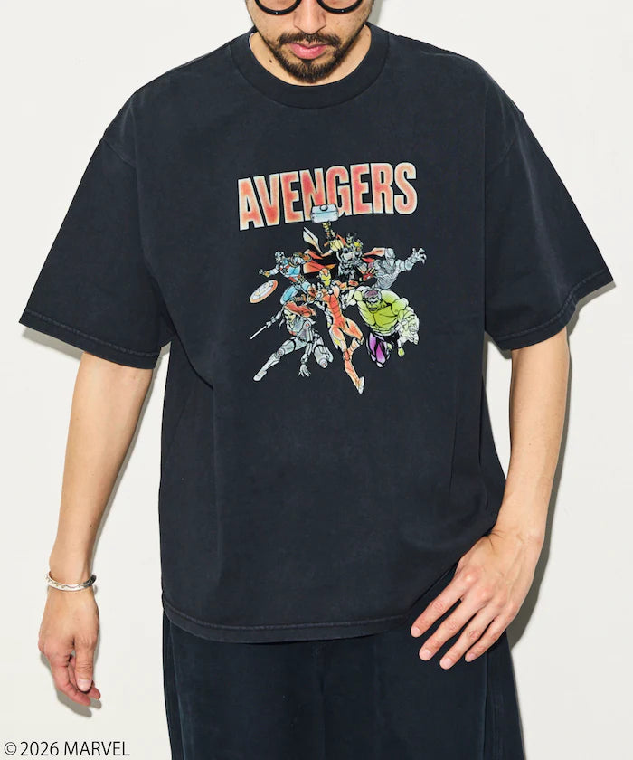 MARVEL/Marvel Avengers Crew Neck T-Shirt / Electrostatic Flock Processing