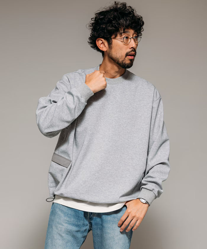 <New Color Added> Side Pocket Spindle Cardboard Crew Neck Sweatshirt