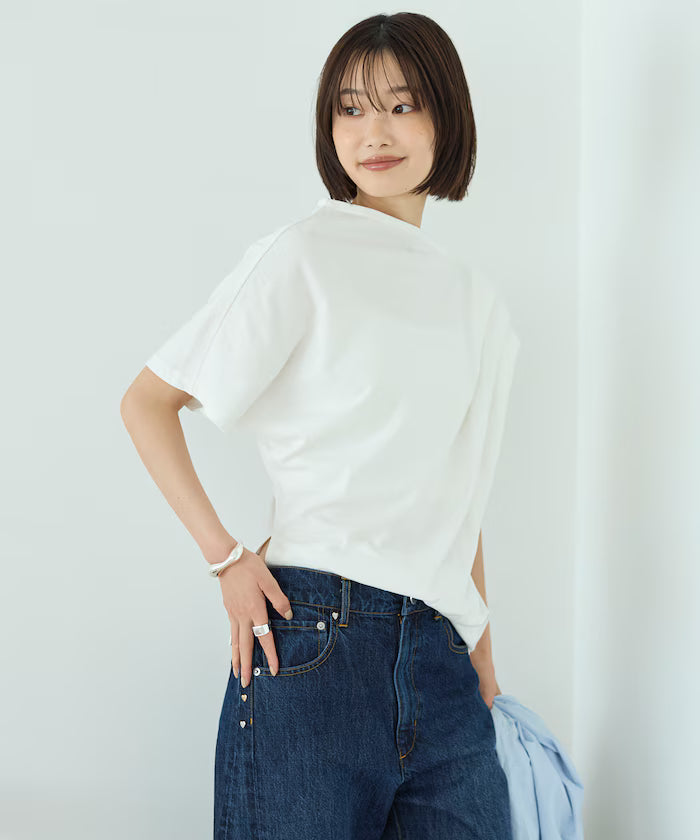 Organic Cotton Asymmetrical Draped Top