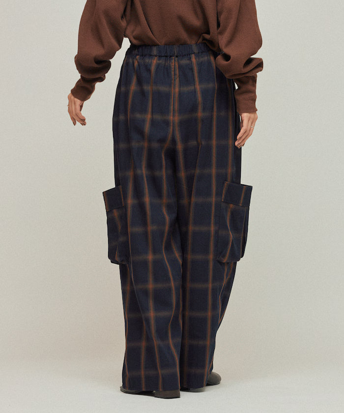 Ombre Check Easy Pants / Patch Pocket Wide Easy Pants