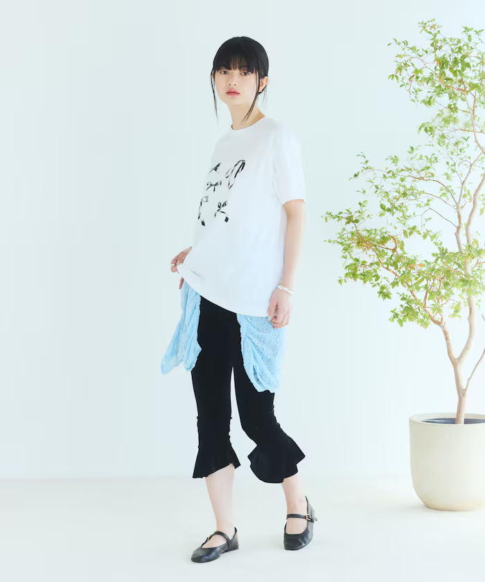 Comfortable Ribbon Print Crew Neck T-shirt