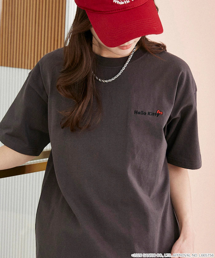 "HELLO KITTY" ID Photo style back print T-shirt limited edition - Charcoal Gray