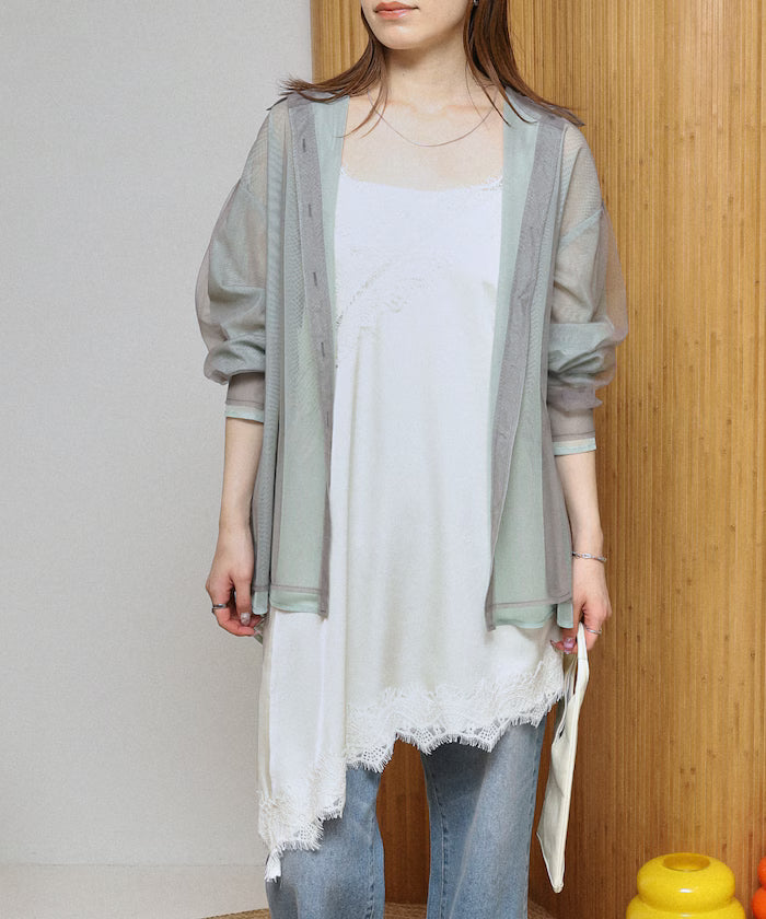 Tulle Layered Bicolor Shirt [Limited Edition]