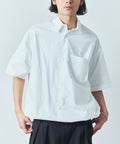 Wide silhouette spindle regular collar short sleeve shirt / hem code [limited edition] - White