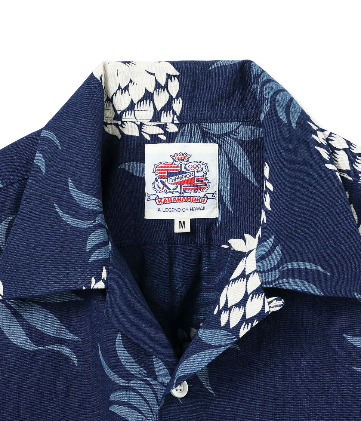 DUKE KAHANAMOKU INDIGO COTTON HAWAIIAN SHIRT “DUKE'S PINEAPPLE”