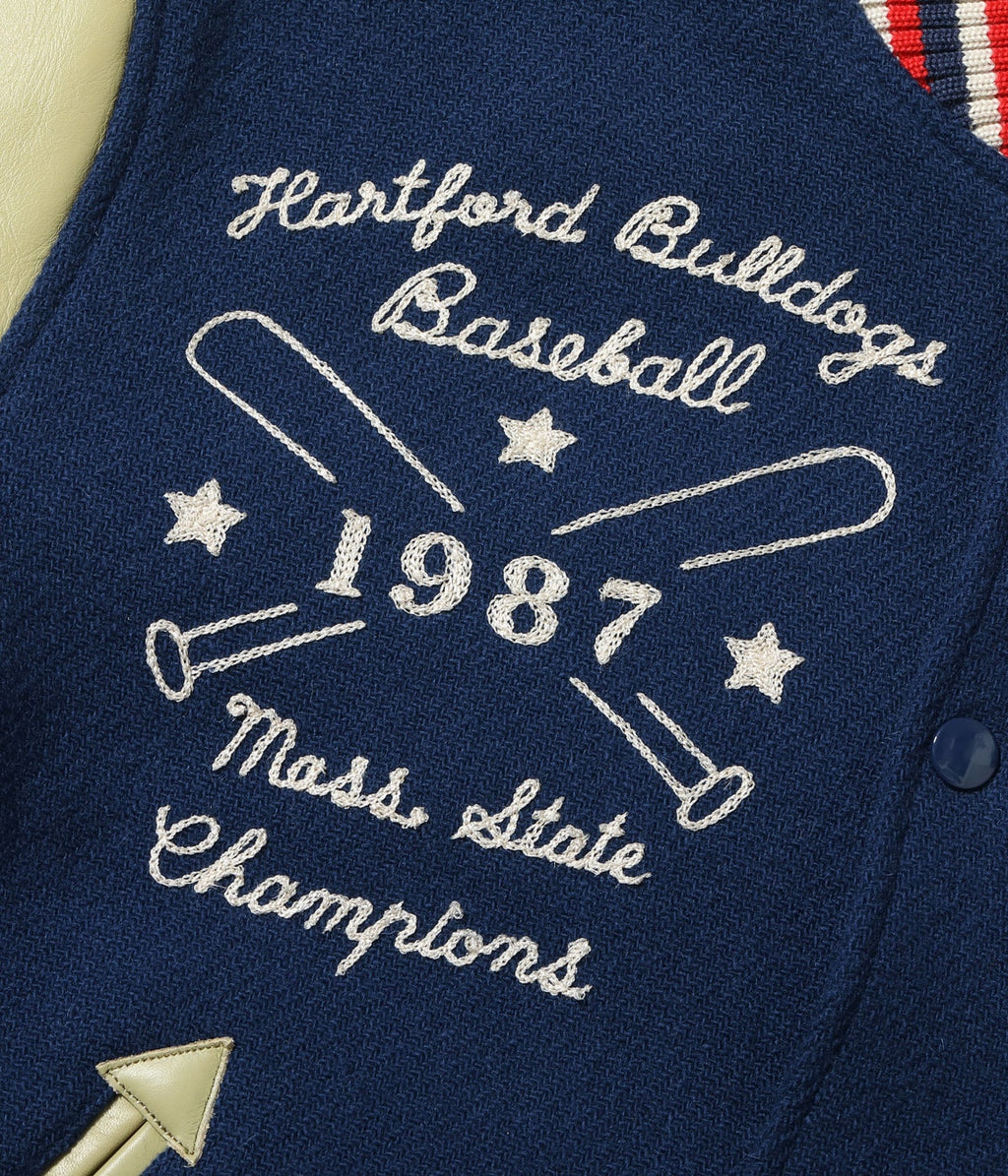 30oz. WOOL MELTON AWARD JACKET “BULLDOGS” (NAVY)