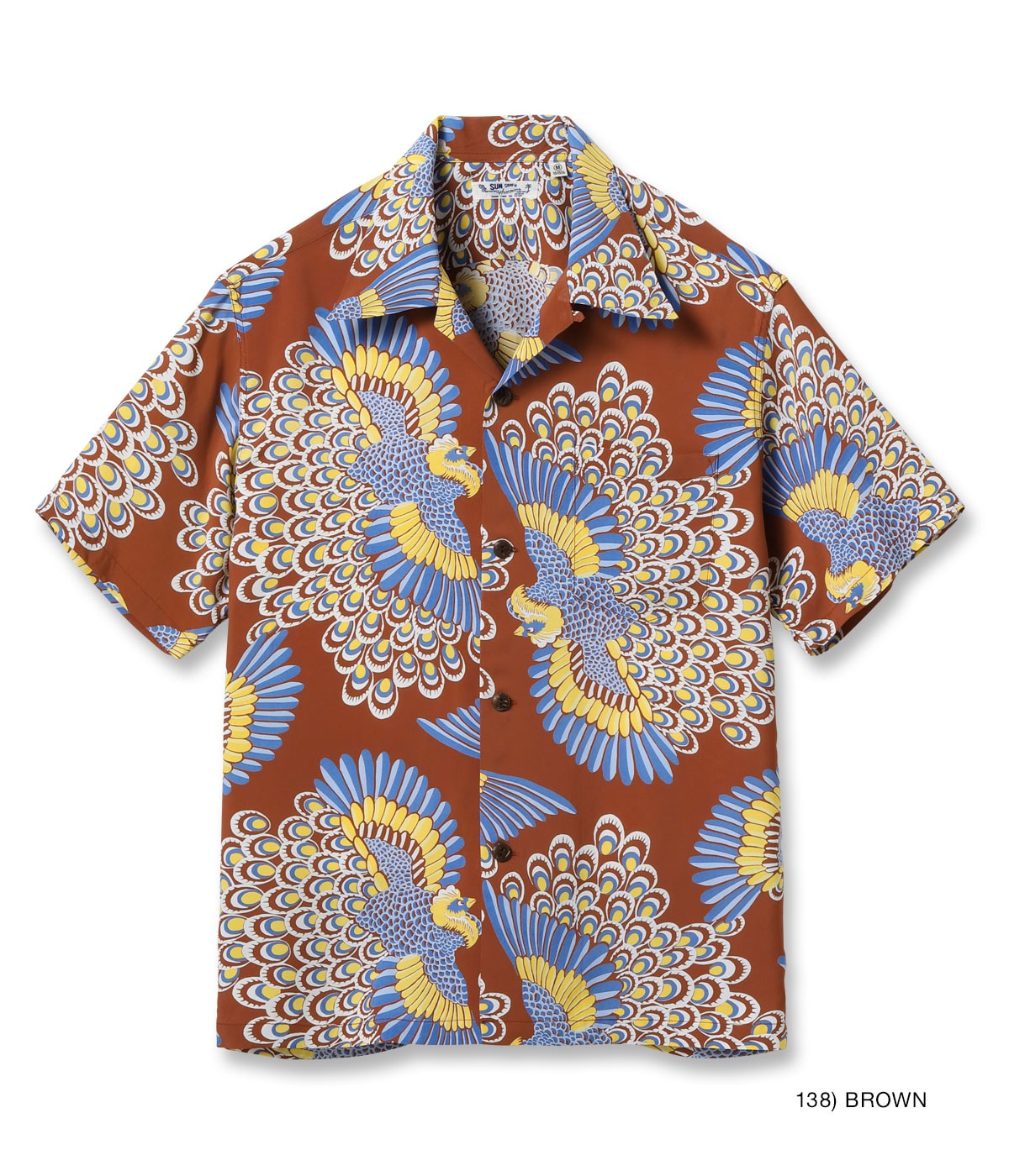 RAYON HAWAIIAN SHIRT “PEACOCK” - BROWN