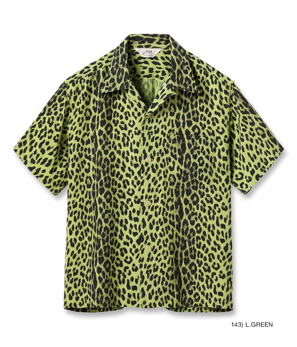 HIGH DENSITY RAYON OPEN SHIRT “LEOPARD” - L.GREEN
