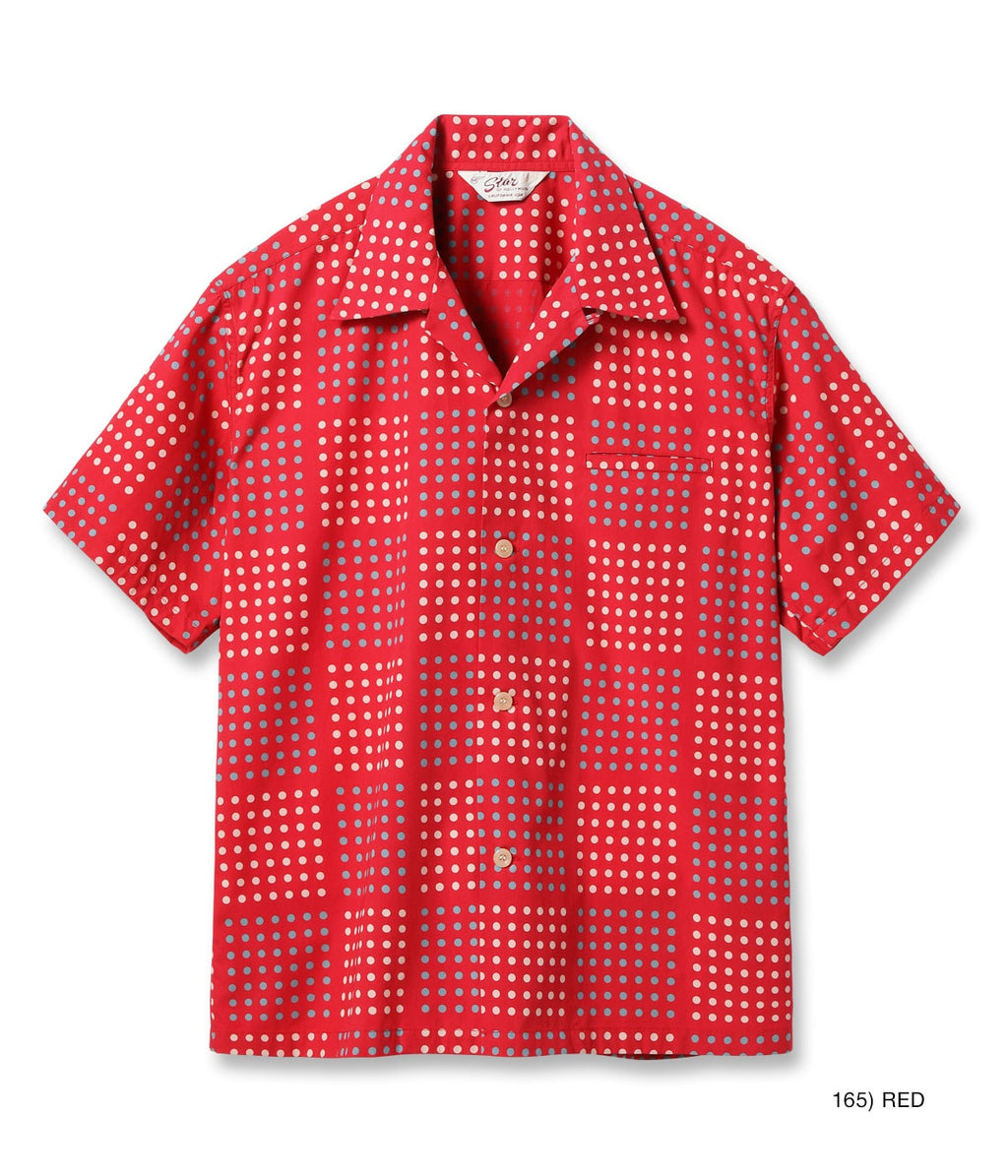 TYPEWRITER COTTON OPEN SHIRT “POLKA DOT” - RED
