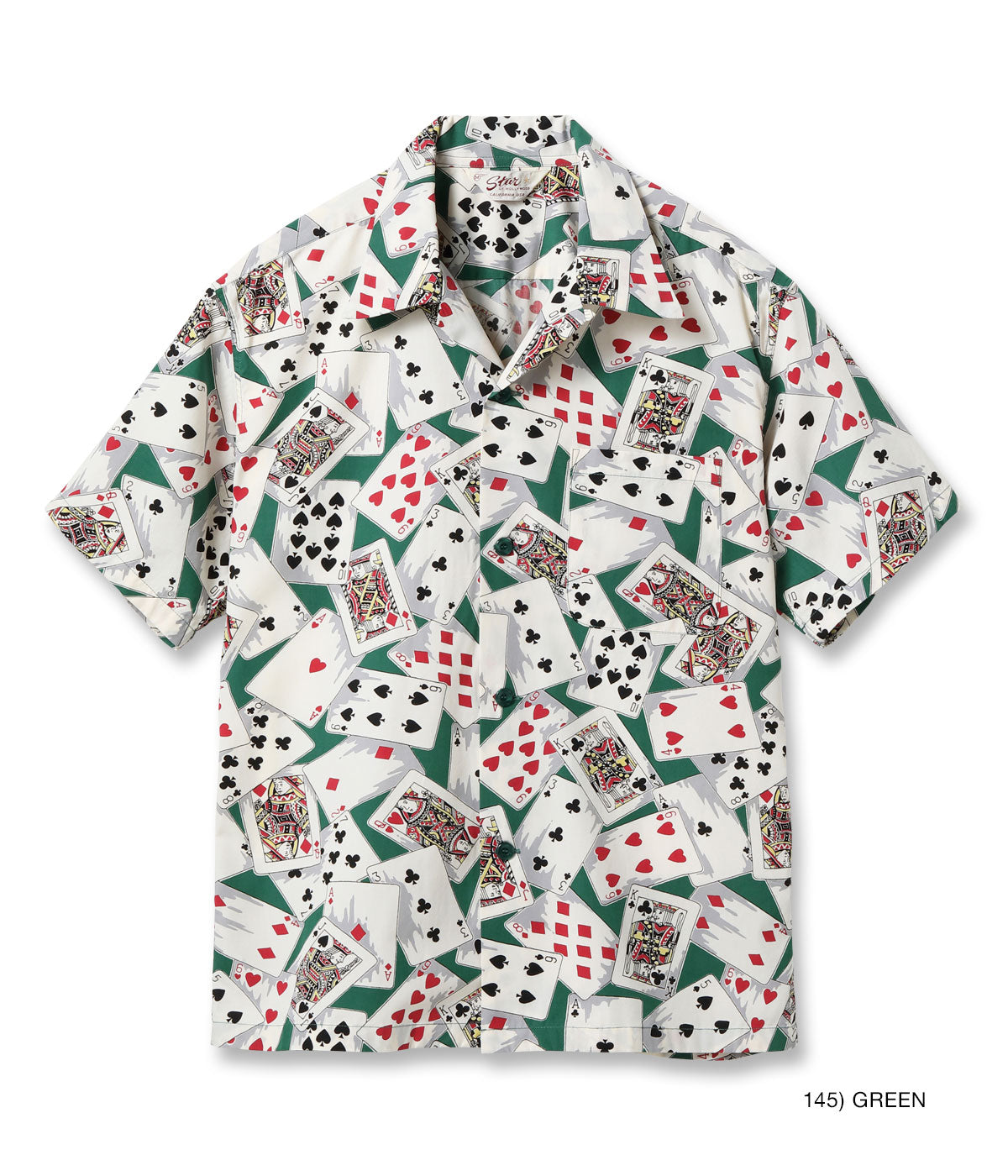 TYPEWRITER COTTON OPEN SHIRT “PLAYING CARDS” - GREEN