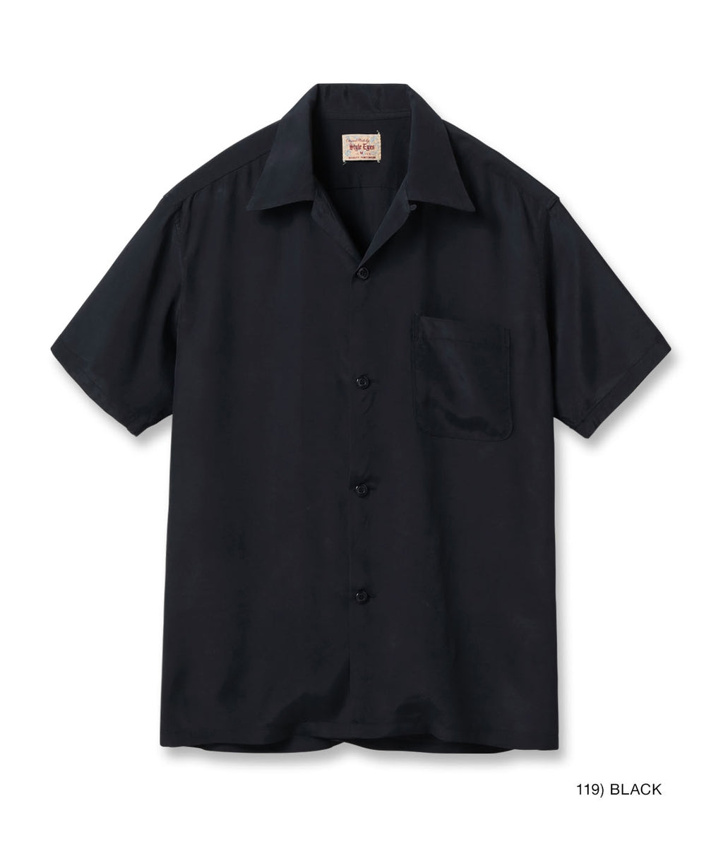 RAYON BOWLING SHIRT “PLAIN” - BLACK