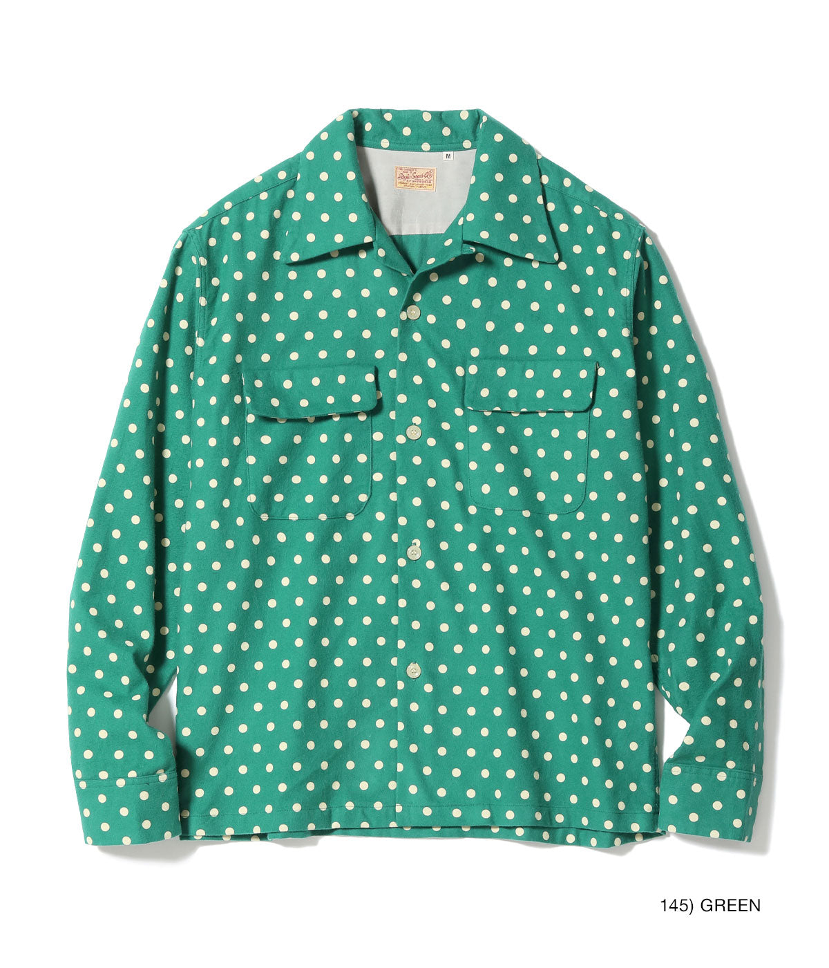 Early 1950s Style Flannel Sports Shirt “POLKA DOT” - GREEN