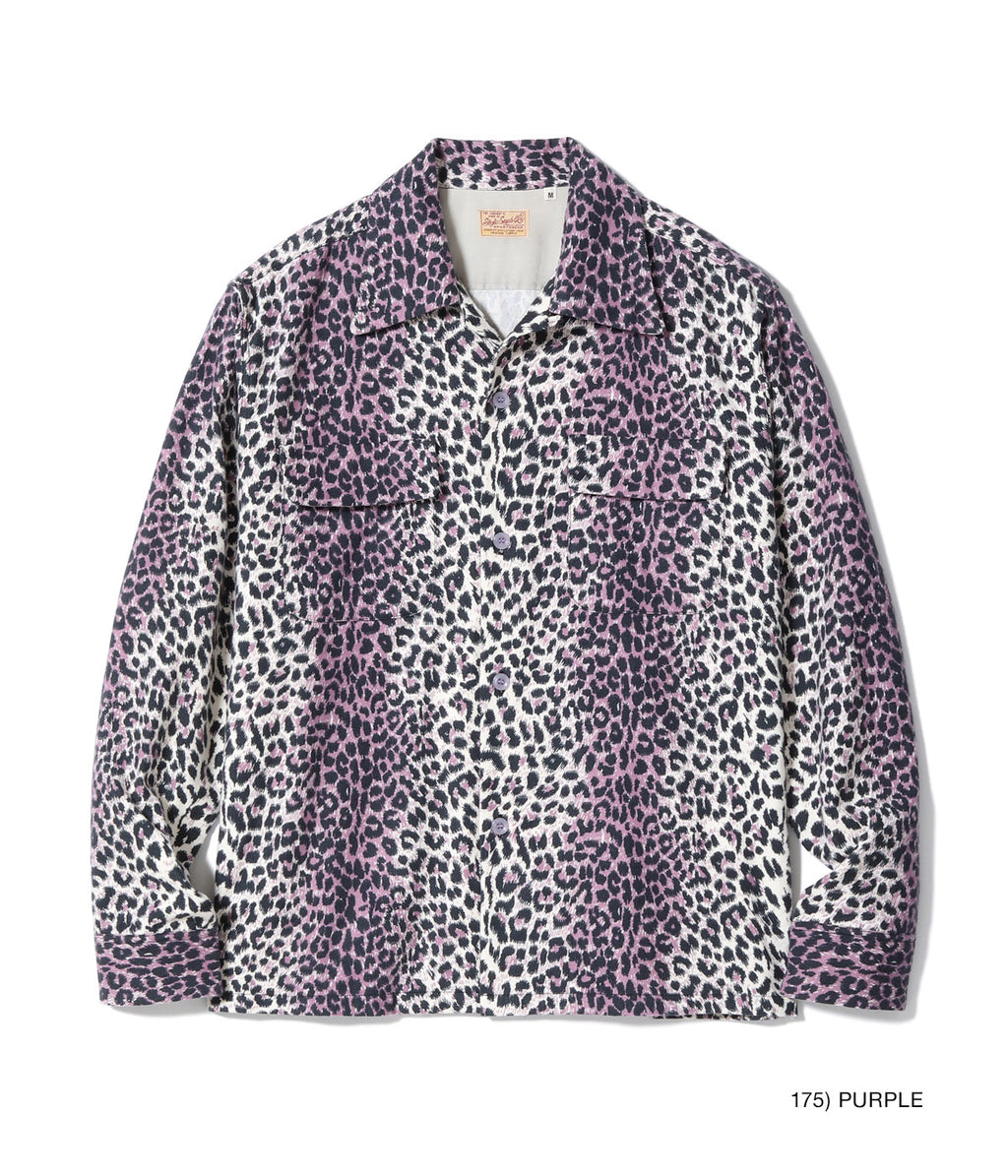 Mid 1950s Style Flannel Sports Shirt “LEOPARD” - PURPLE