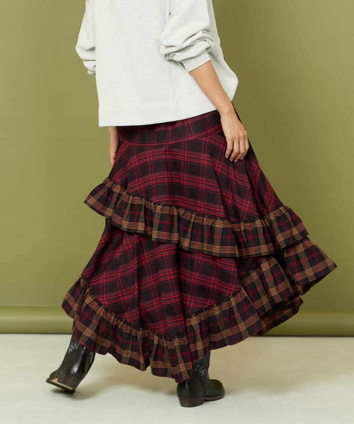 Nell Check Asymmetrical Frill Skirt
