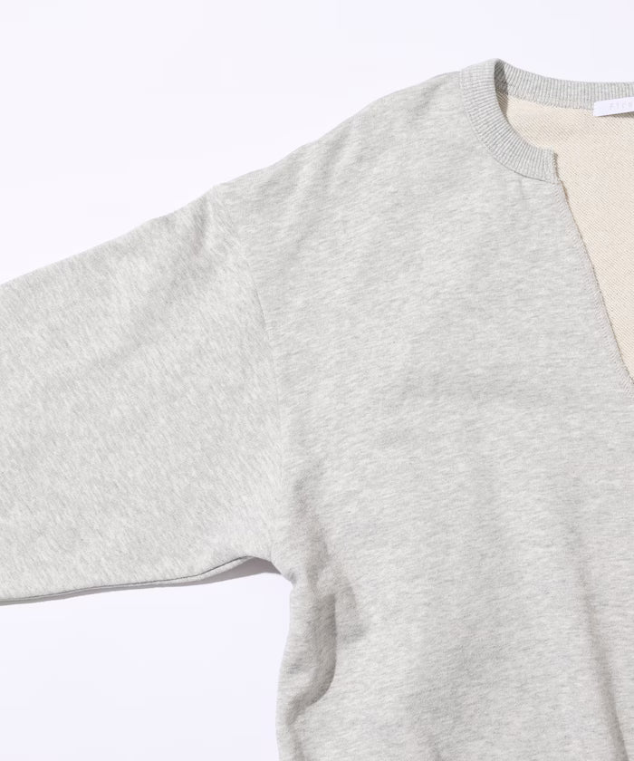 Organic Cotton V-Neck Embroidery Sweatshirt / Relaxed Fit / French Terry Sweatshirt