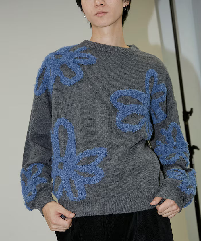 Boucle Flower Pattern Pullover Knit [Limited Edition]