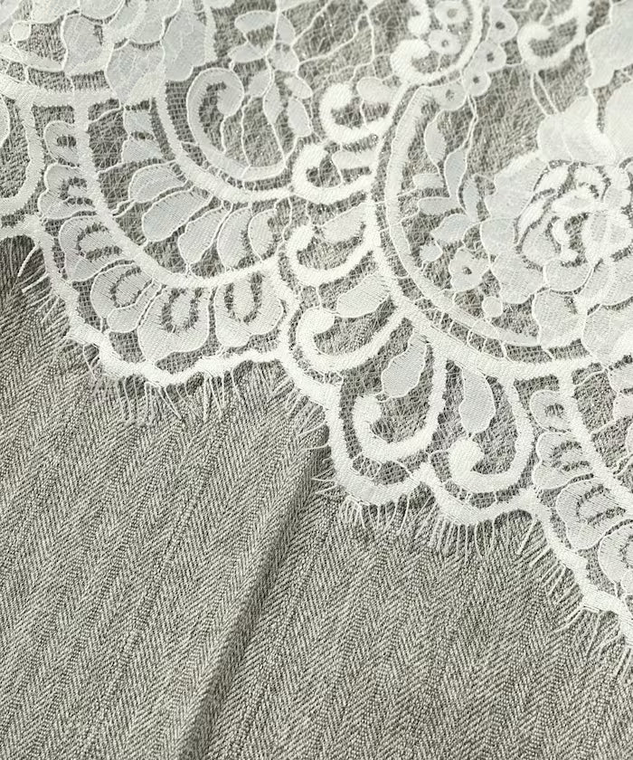Lace Layered Slacks / Center Press Wide Slacks