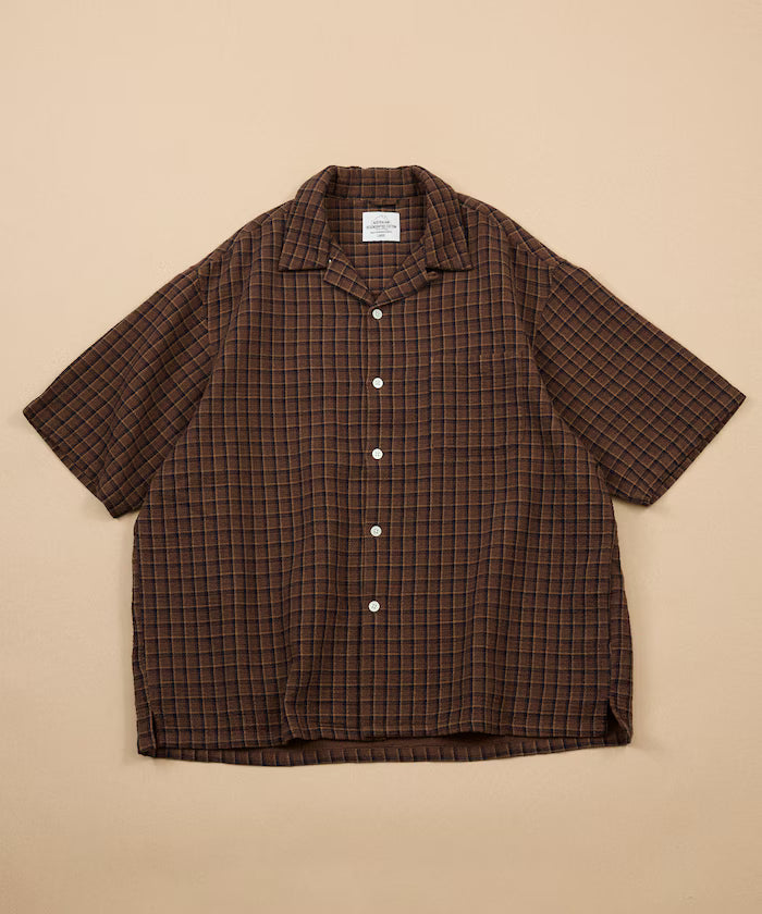AUSTRALIAN COTTON Open Collar Check Shirt Short Sleeve