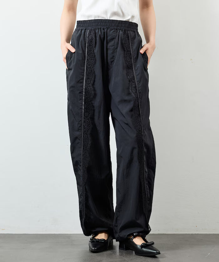 Nylon Lace Easy Wide Pants