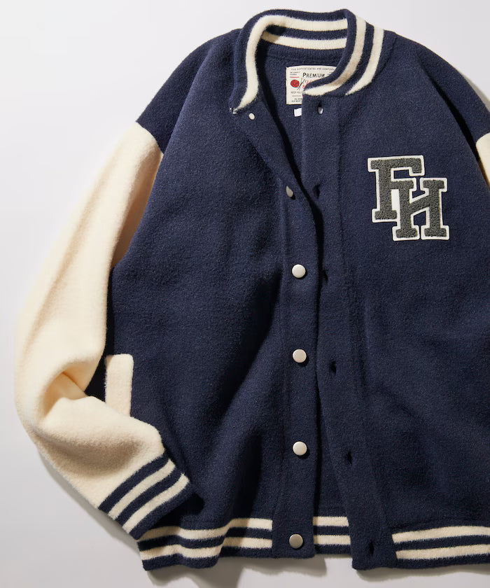 Relaxed Fit Logo Knit Varsity Jacket