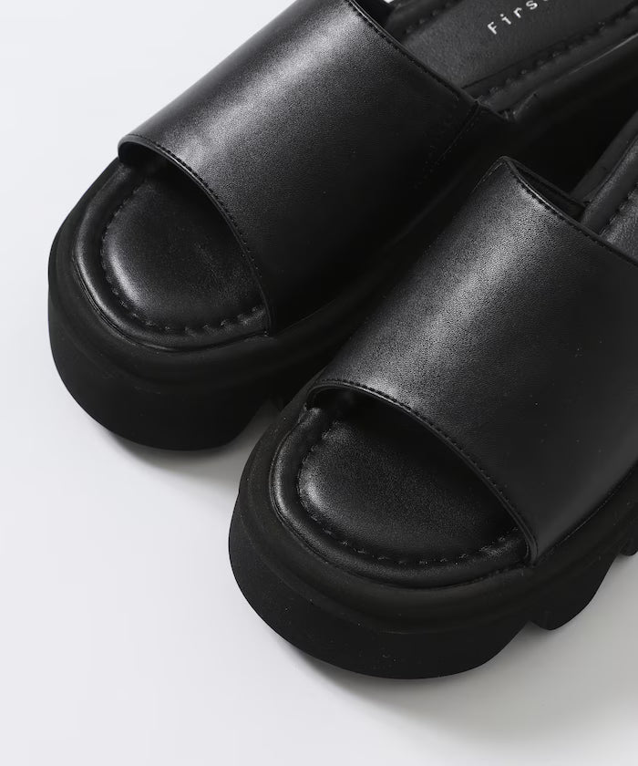Volume Curved Sole Leatherette Covered Sandal