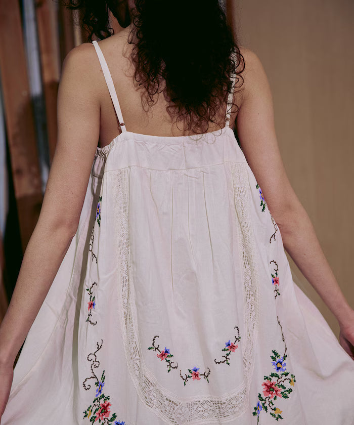 India Flower Cross Stitch Lace Camisole Dress
