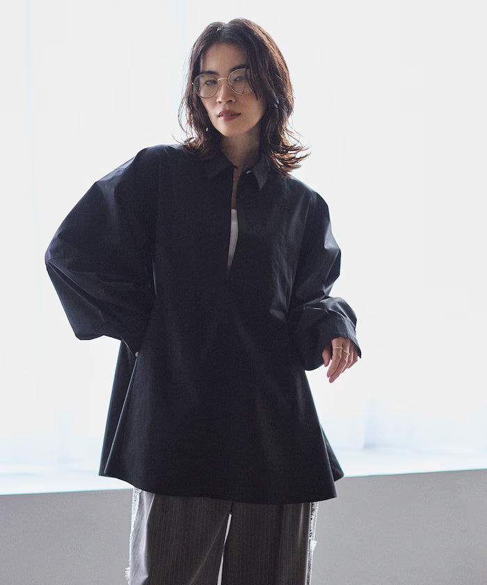 Flare Silhouette Skipper Balloon Sleeve Shirt