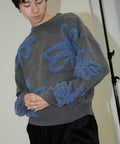 Boucle Flower Pattern Pullover Knit [Limited Edition] - Charcoal Grey