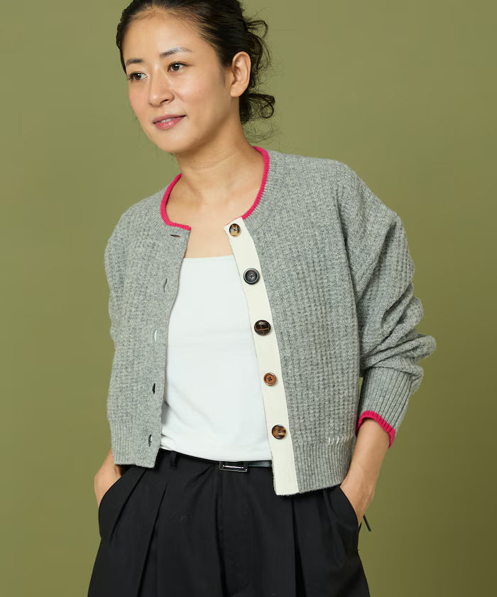 Short Length Color-block Knit Cardigan