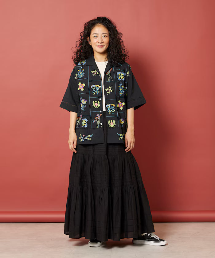 Patchwork Flower Embroidery Shirt