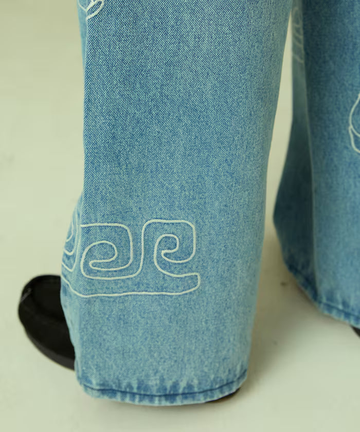 Chain Stitch Wide Denim