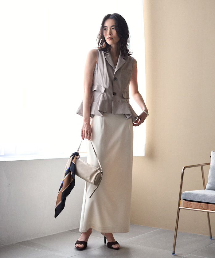Pinstripe Flare Hem Short Vest
