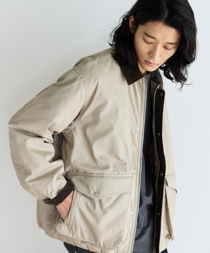 Corduroy panel cotton nylon blouson - Beige