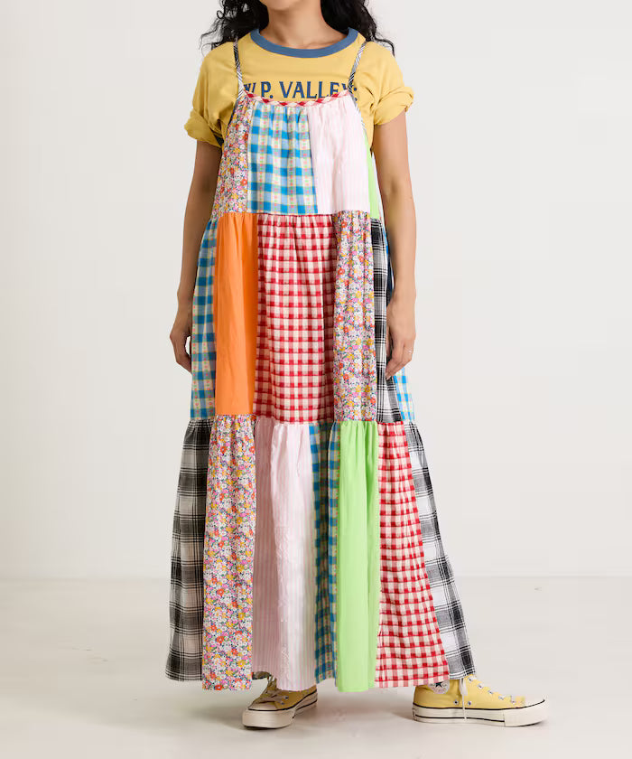 Patchwork Three-Tiered Camisole Dress