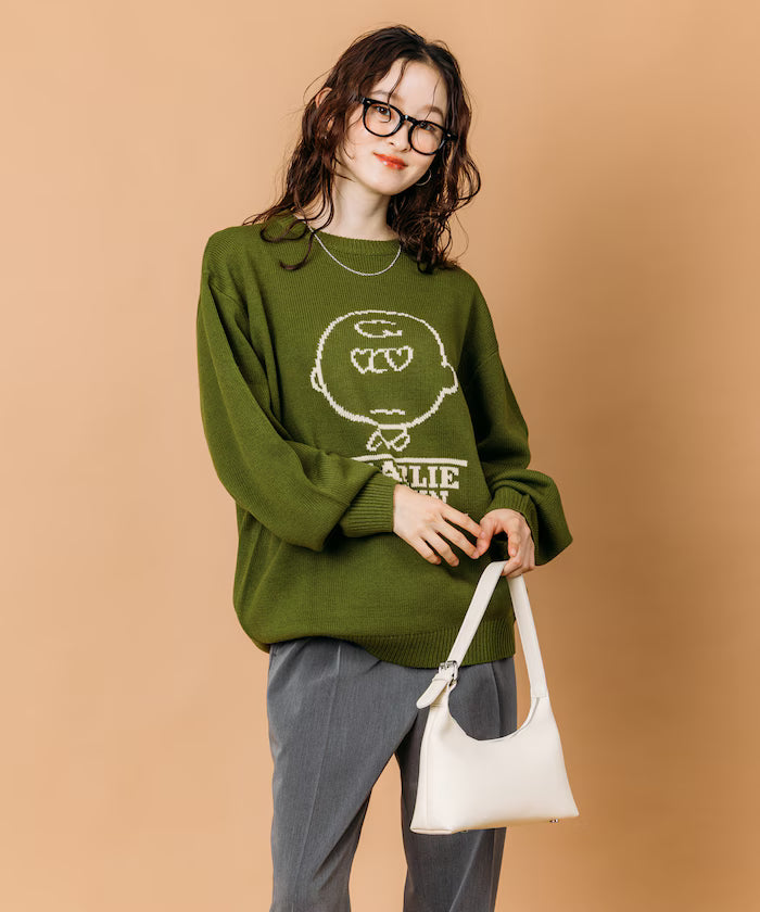 PEANUTS/Peanuts Exclusive Relaxed Fit Jacquard Crewneck Knit / Charlie Brown [Limited Edition]