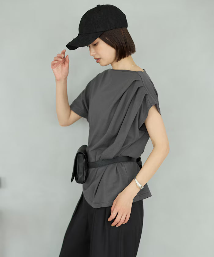 Organic Cotton Asymmetrical Draped Top