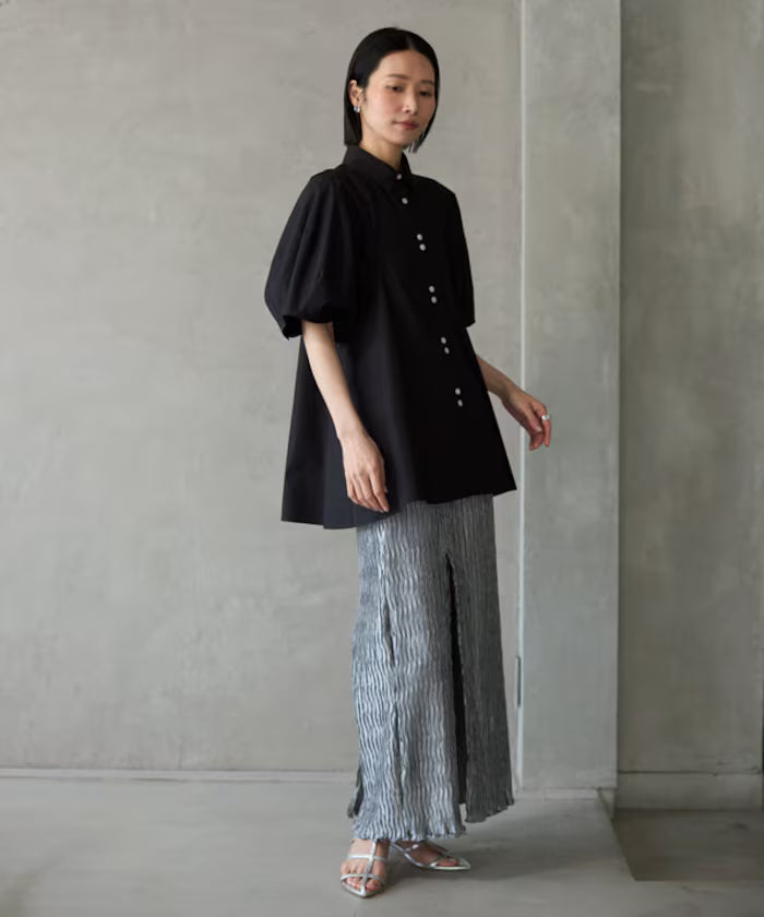 Switching Design Balloon Sleeve Shirt / 5-Minute Sleeve Blouse [Limited Edition]