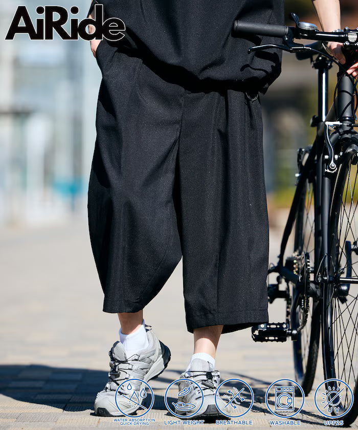 AiRide/Air Ride Wide Silhouette Squeequid Pants/Pocketable/Quick Dry/UV Cut [Limited Edition] - Black