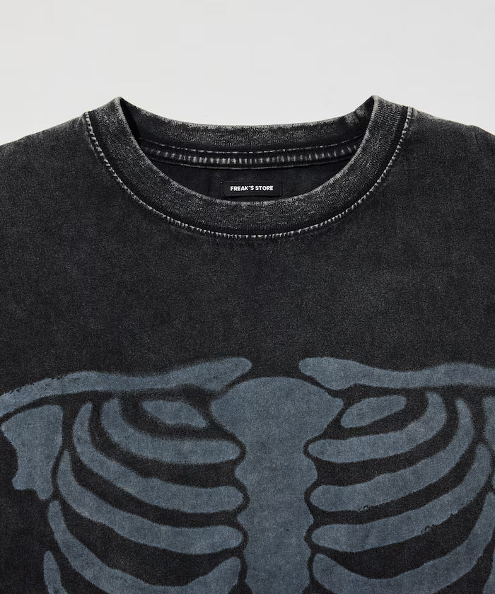 Bone Print Powder Bleach Crew Neck T-Shirt