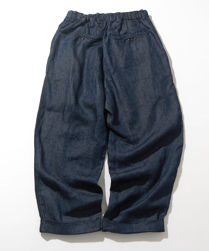 French Linen Denim 1 Tuck Trousers