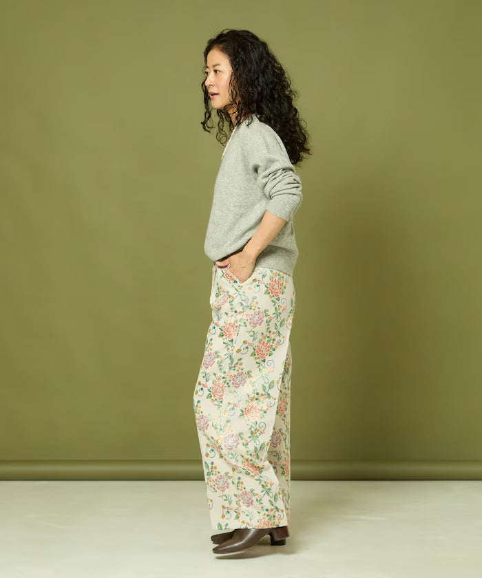 Flower Jacquard Wide Pants