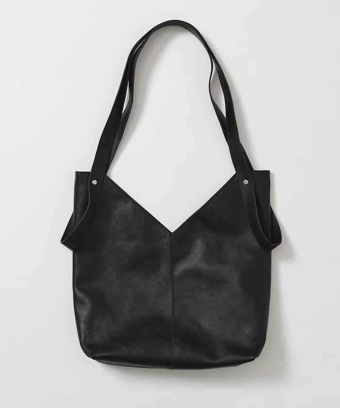 Leather 2-way triangle tote / water-repellent leather / A4