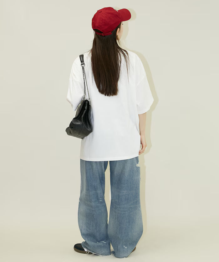 Big T-shirt with Pearl and Sagara Embroidery - Limited Edition