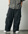Quick Dry Fabric Wide Silhouette Poly Ripstop Cargo Pants/UV Cut/Quick Dry 【Limited Release】 - Charcoal Gray