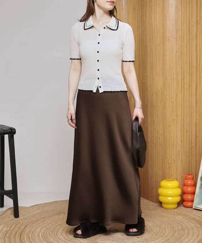 Color Embroidered Polo Collar Cardigan [Limited Edition]